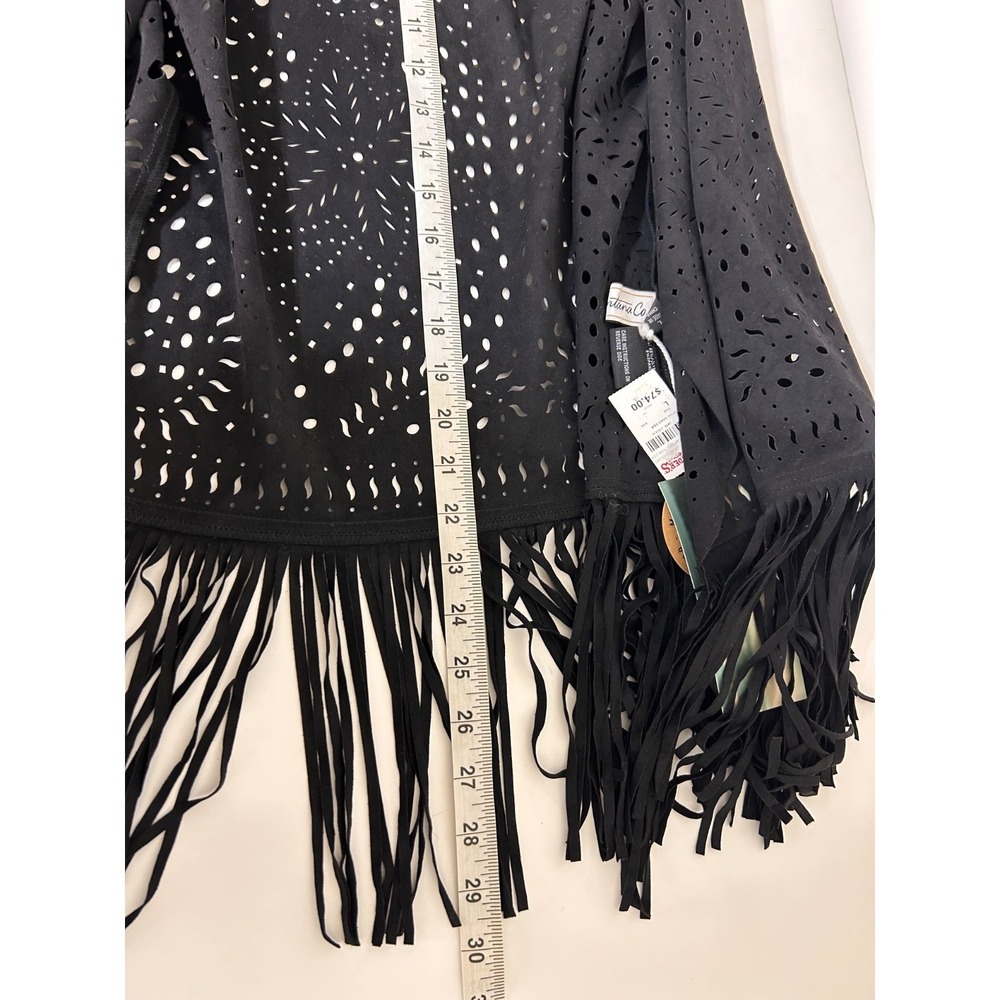 NWT Western Montana Co Women's size L Suede Fringe Vest Cowgirl Cutout v - Picture 5 of 16